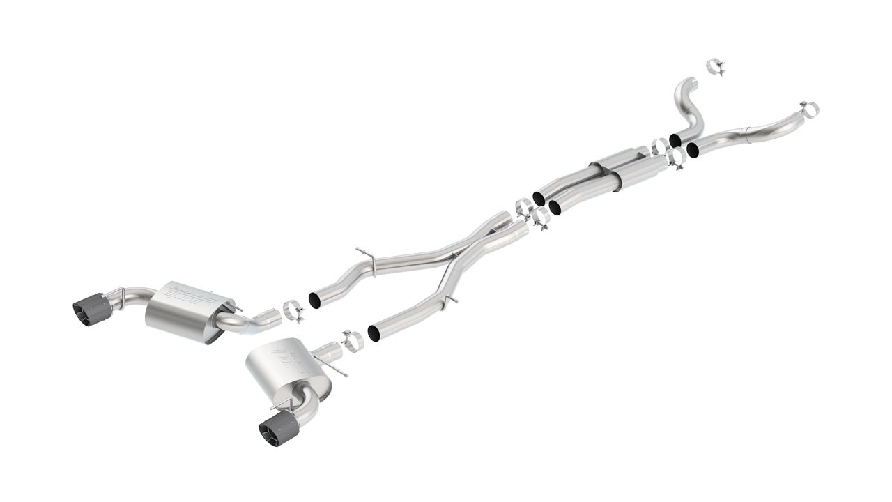 Catback Borla S-Type Camaro 6.2L V8 2016-2024 Salida Sencilla (Puntas Fibra de Carbono)