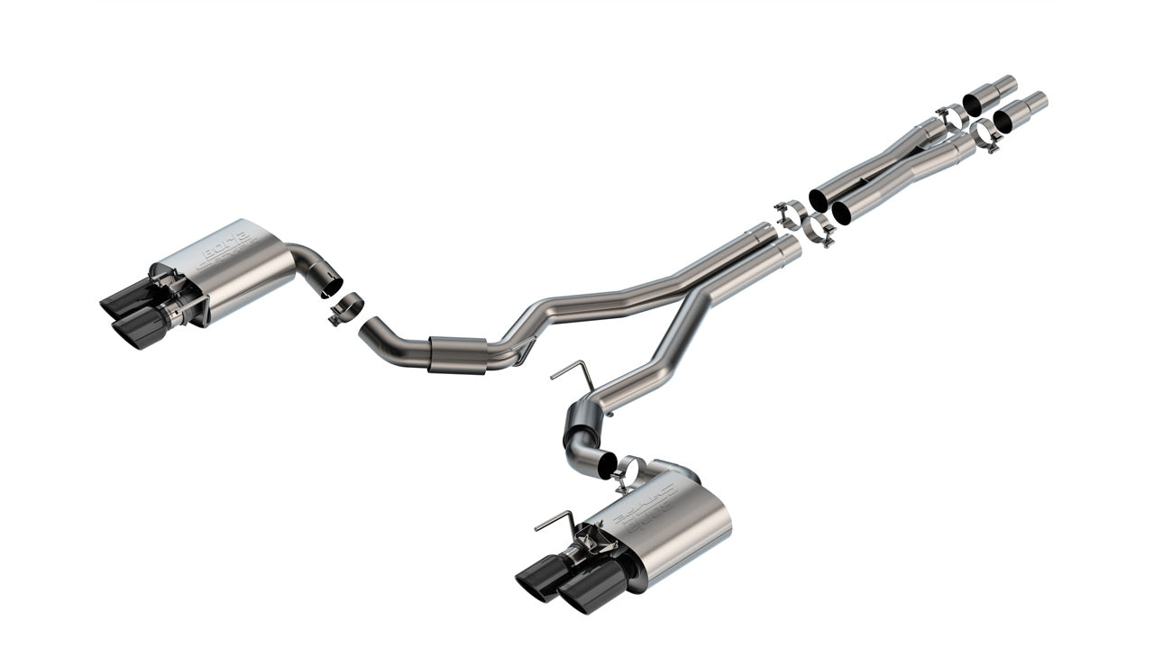Catback Borla S-Type Mustang GT 2024 Salidas Duales (Puntas Negro Cromado) Con Válvulas Activas