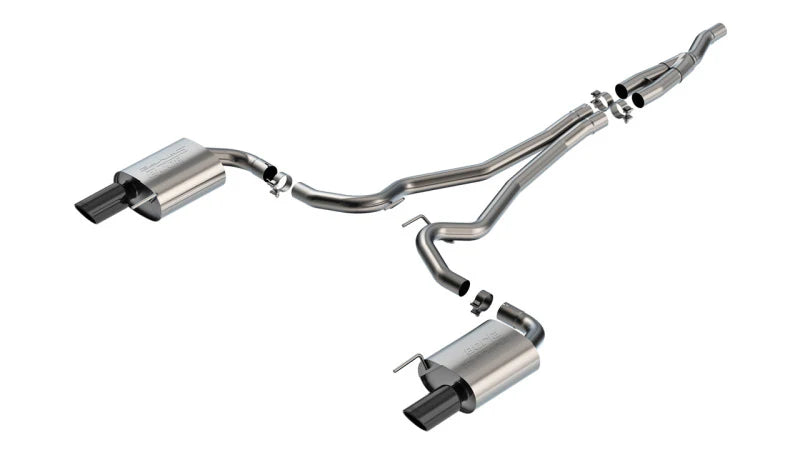 Catback Borla S-Type Mustang EcoBoost 2024 Salida Sencilla (Puntas Negro Cromado)