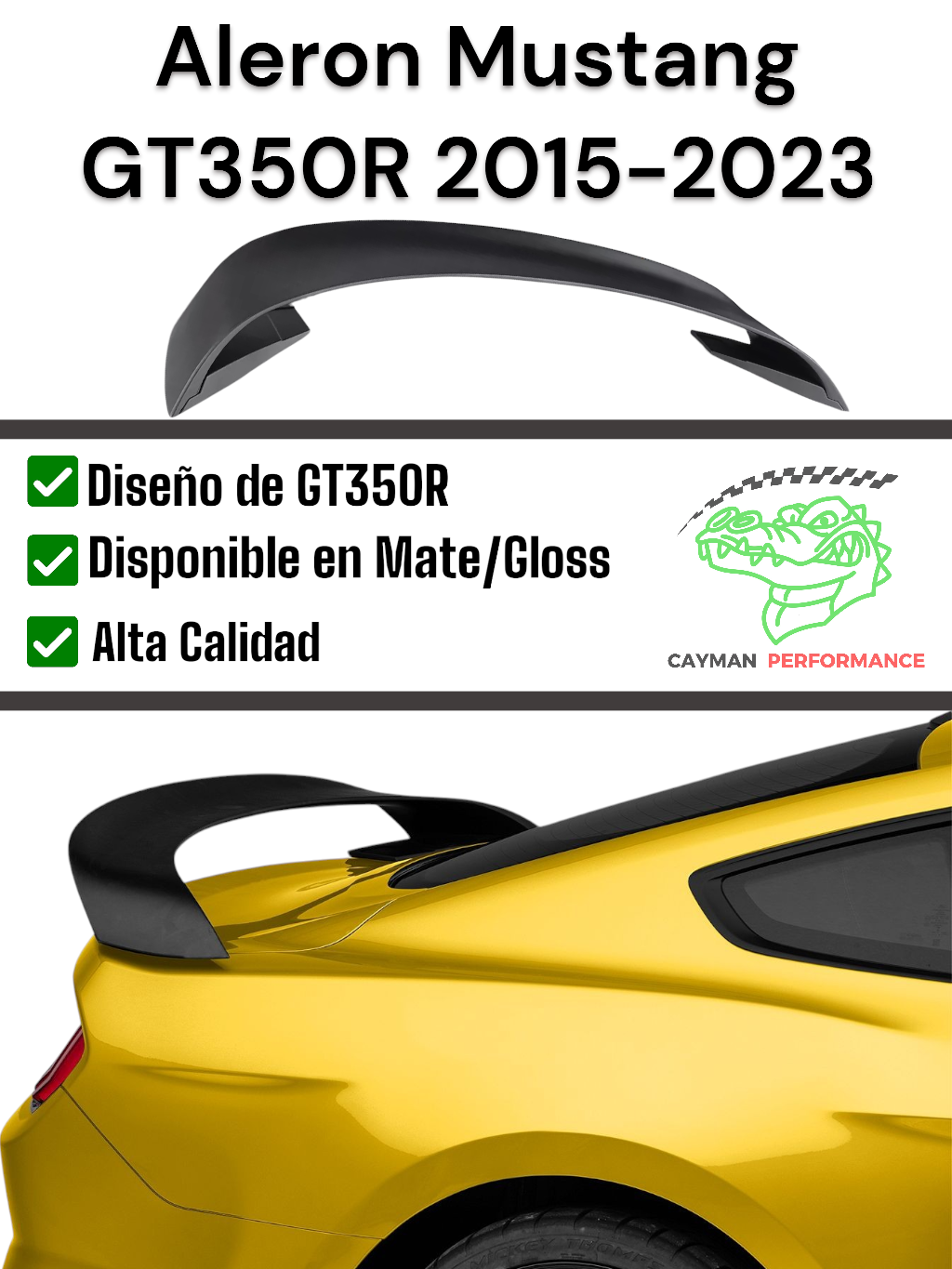 Alerón/Spoiler Mustang Estilo GT350R 2015-2023
