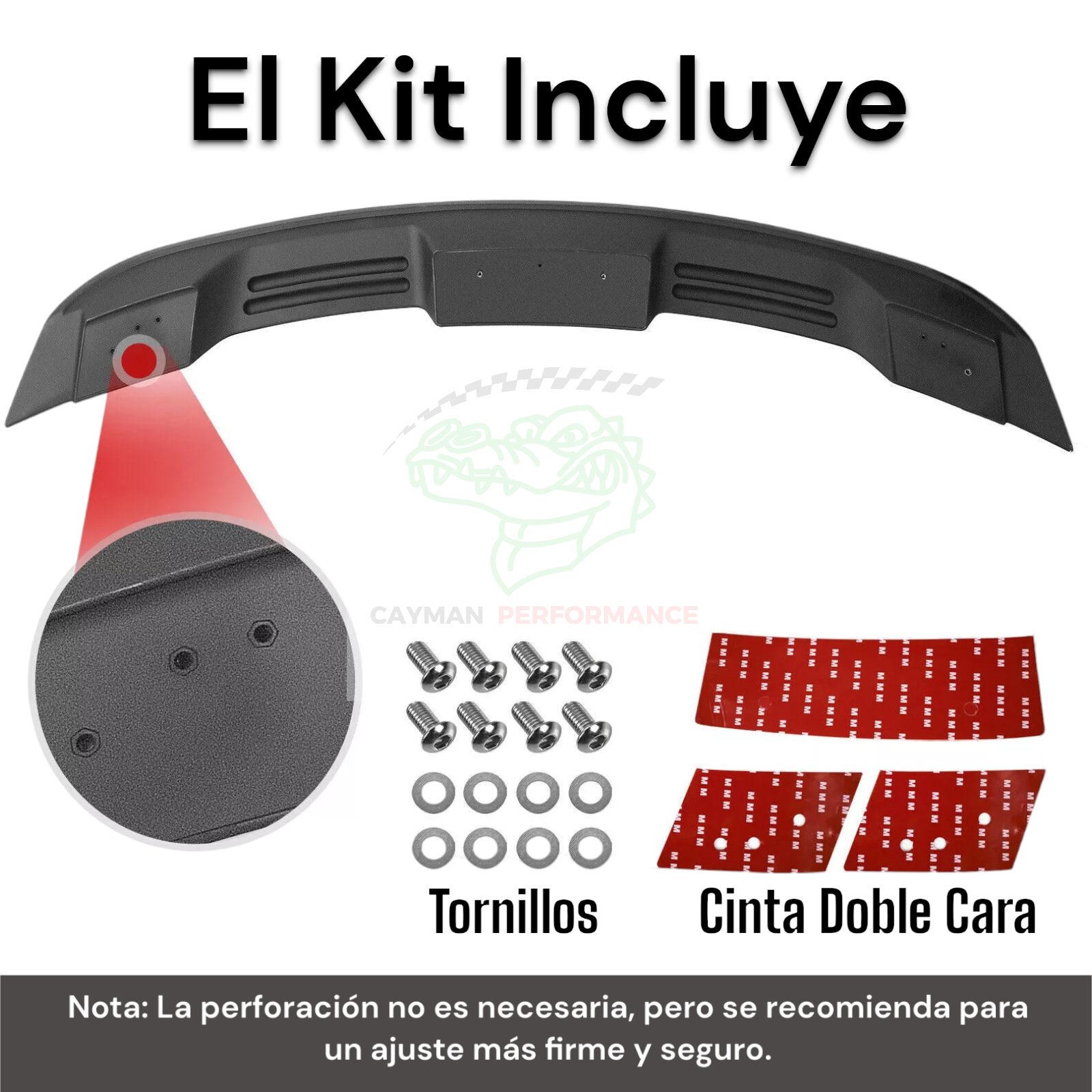 Alerón/Spoiler Mustang tipo GT500 2015-2023 | Negro Mate