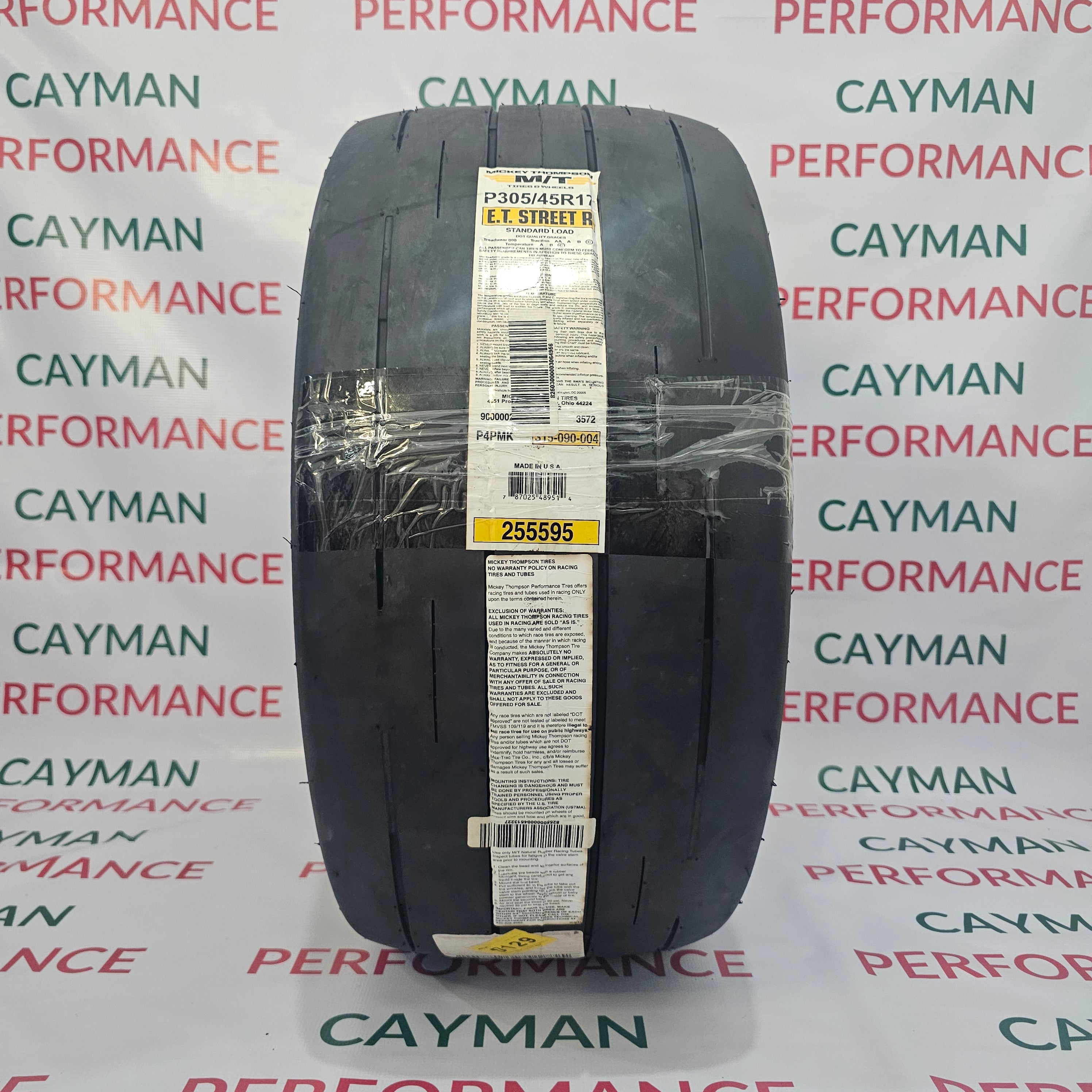 Llanta semi slick Mickey Thompson ET Street ,medida 305/45R17 para arrancones en México, ideal para autos de alto rendimiento como Hellcat, Mustang Shelby y Corvette.