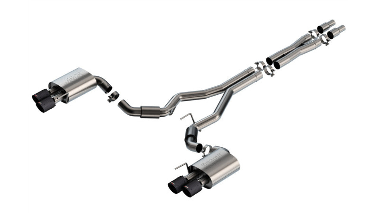 Catback Borla S-Type Mustang GT 2024 Salidas Cuádruples (Puntas Fibra de Carbono)
