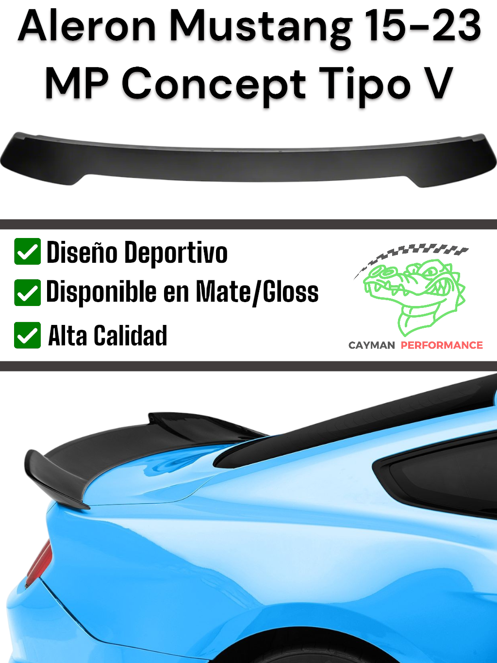 Alerón/Spoiler MP Concepts Estilo V Para Mustang 2015-2023