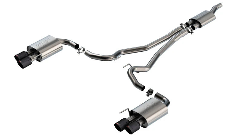 Catback Borla S-Type Mustang EcoBoost 2024 Salidas Cuádruples (Puntas Fibra de Carbono)