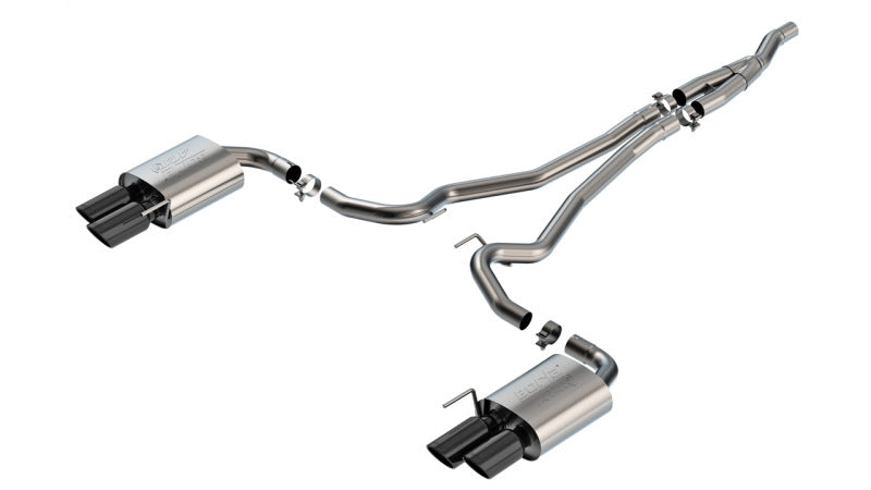 Catback Borla ATAK Mustang EcoBoost 2024 Salidas Cuádruples (Puntas Negro Cromado)